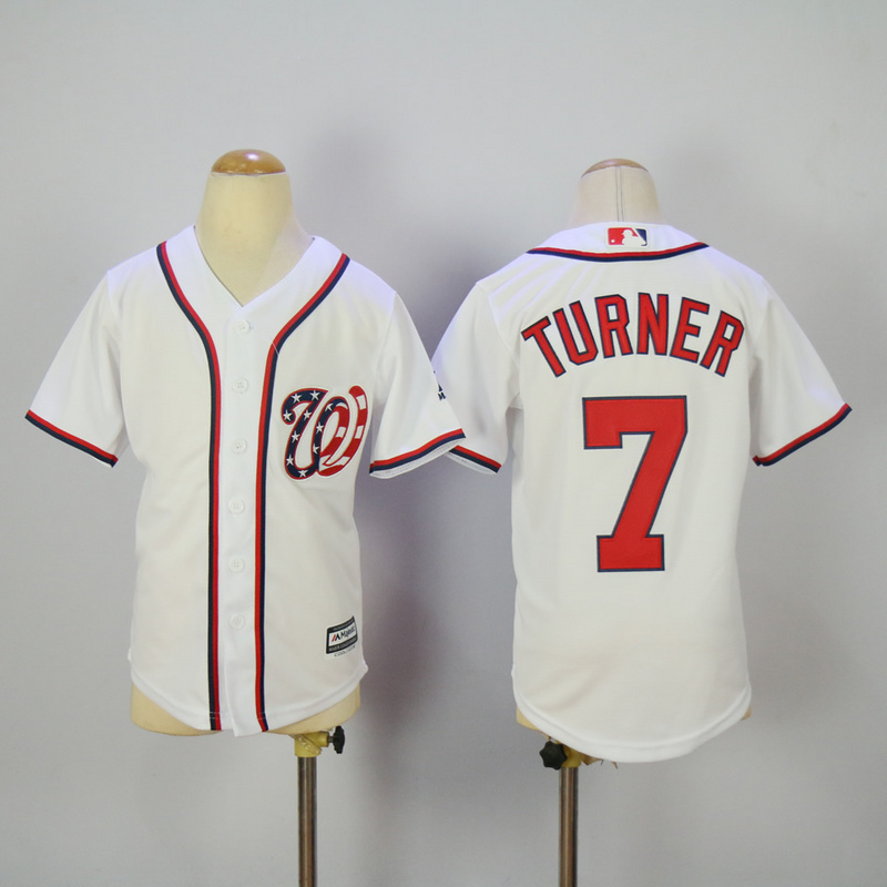 Youth 2017 MLB Washington Nationals #7 Turner White Jerseys->youth mlb jersey->Youth Jersey